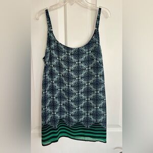 CAbi Border Stripe Green and Blue Tank size S